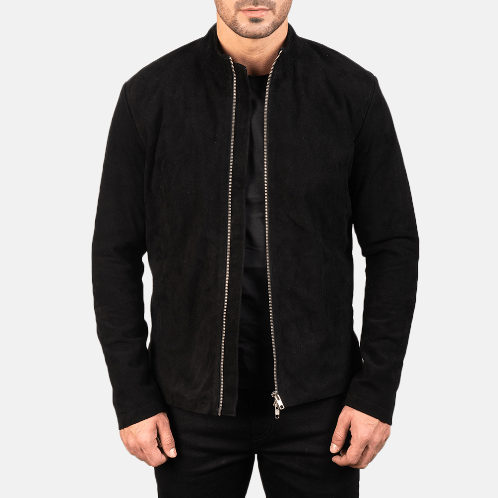 Charcoal Best Black Suede Biker Jacket