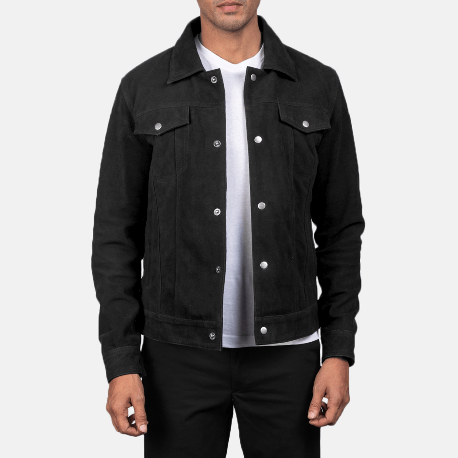 Stallon Best Black Suede Trucker Jacket