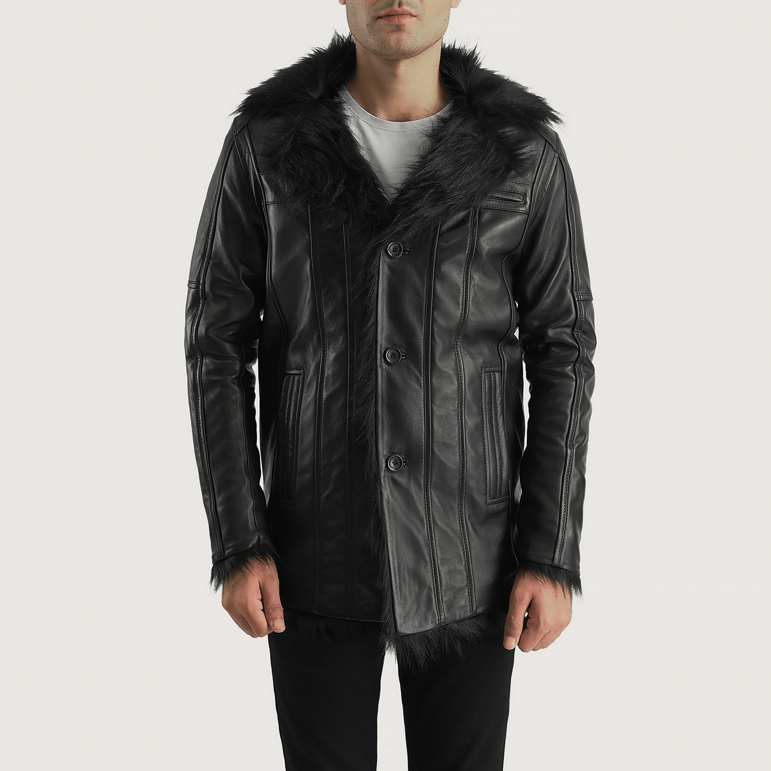 Furcliff Best Black Leather Coat