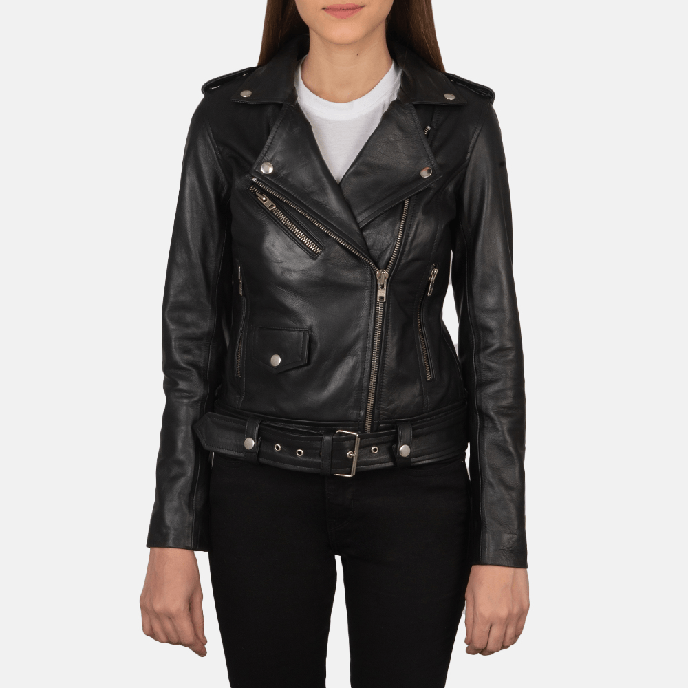 Best Alison Black Leather Biker Jacket for Women