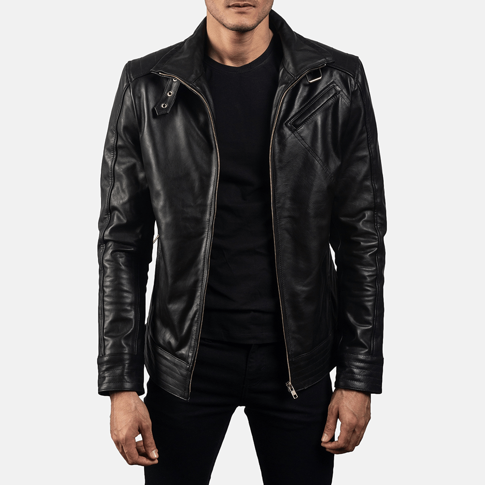 Full-Grain Legacy Black Leather Biker Jacket