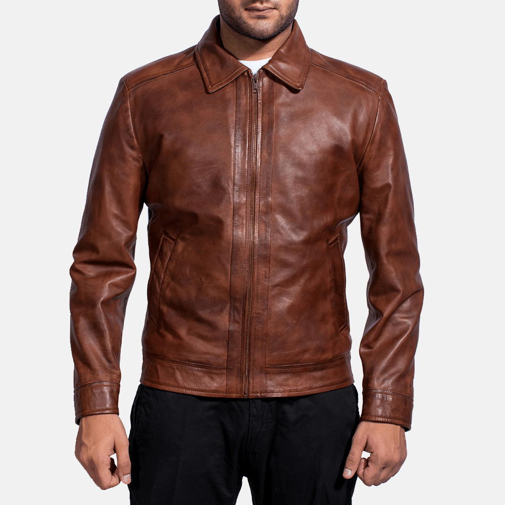 Full-Grain Inferno Brown Leather Jacket