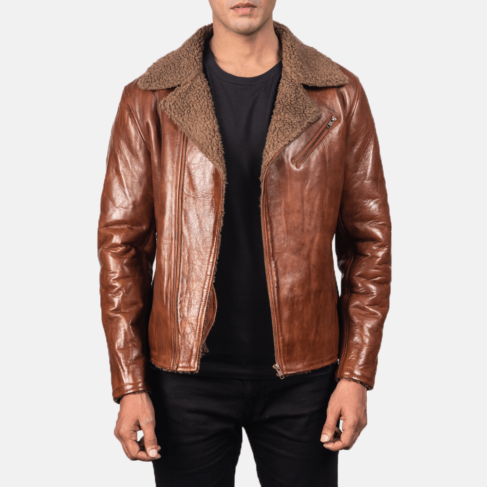 Full-Grain Alberto Shearling Brown Leather Jacket