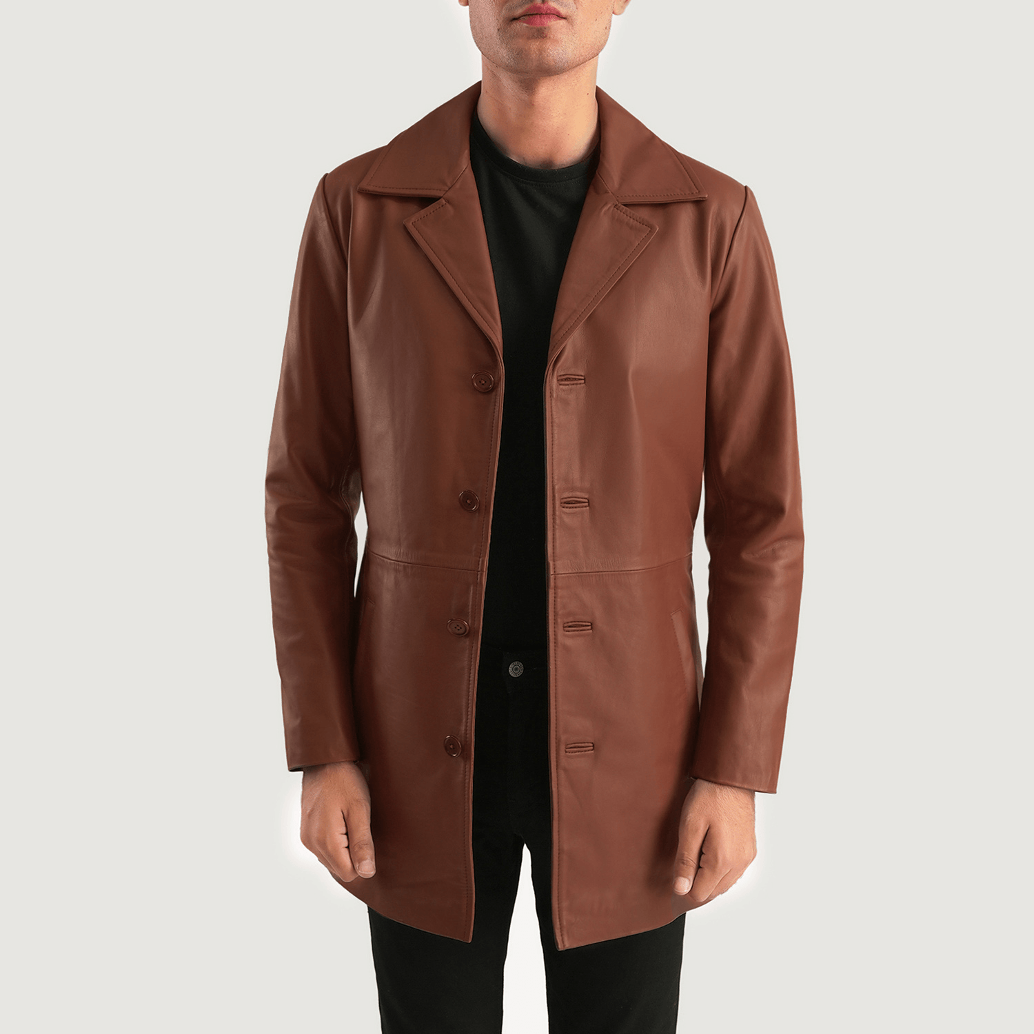 Full-Grain Classmith Brown Leather Coat