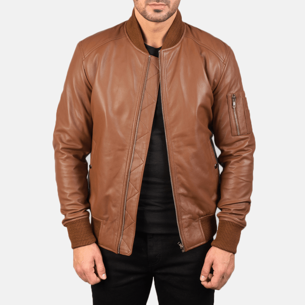 Full-Grain Bomia Ma-1 Brown Bomber Jacket