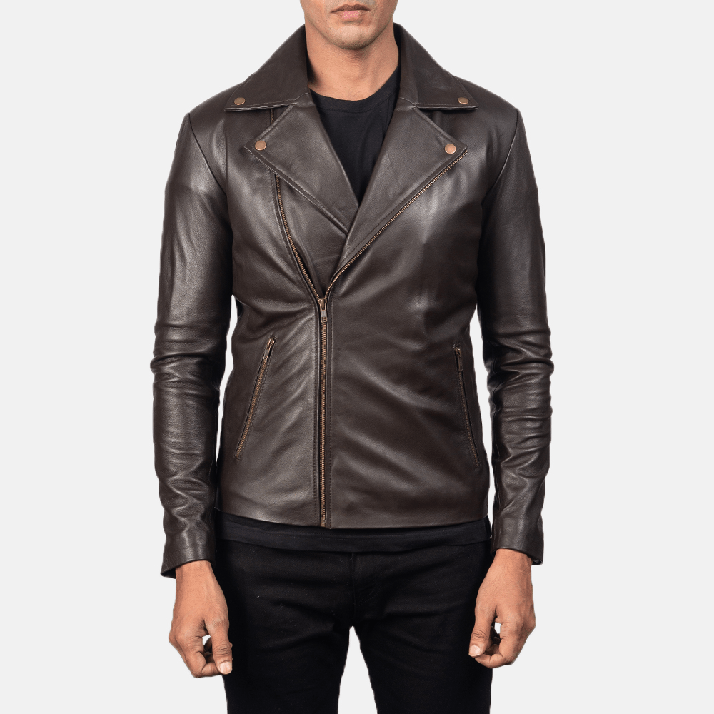 Best Noah Brown Affordable Leather Biker Jacket