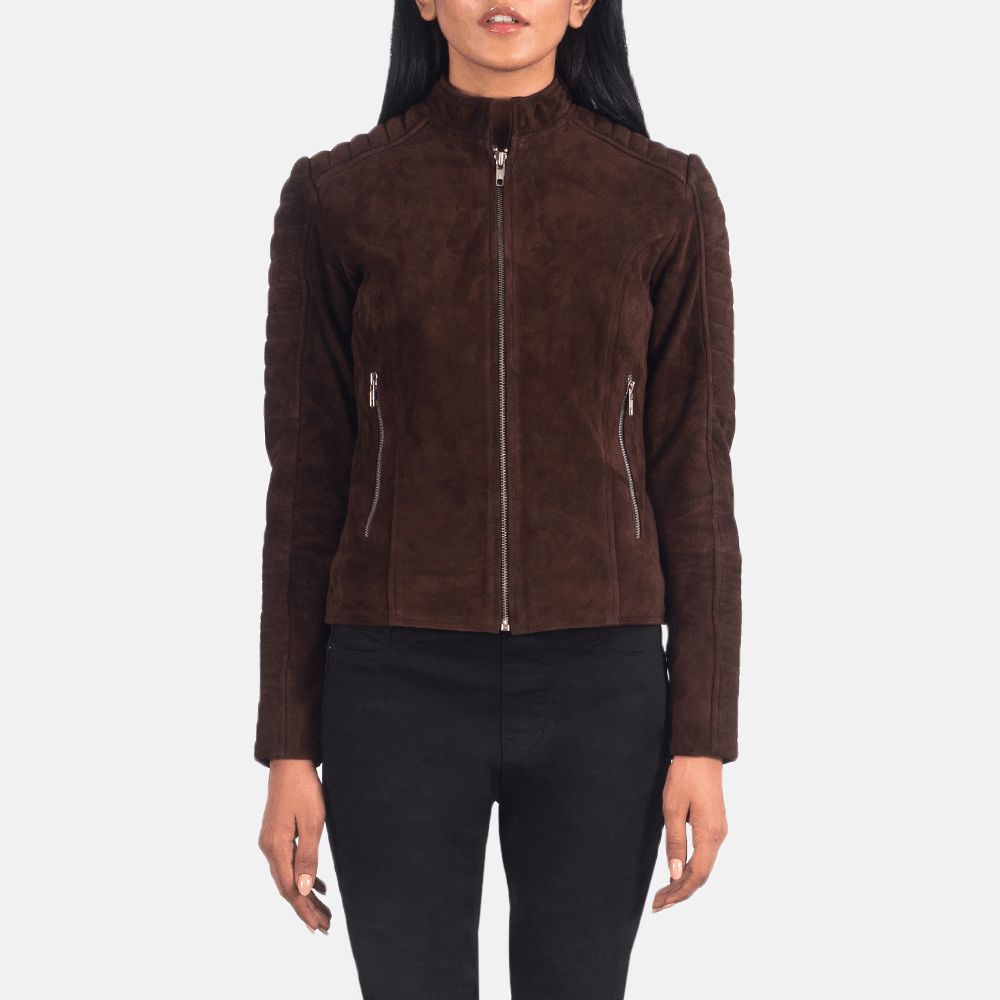 Best Adalyn Quilted Mocha Suede Biker Jacket