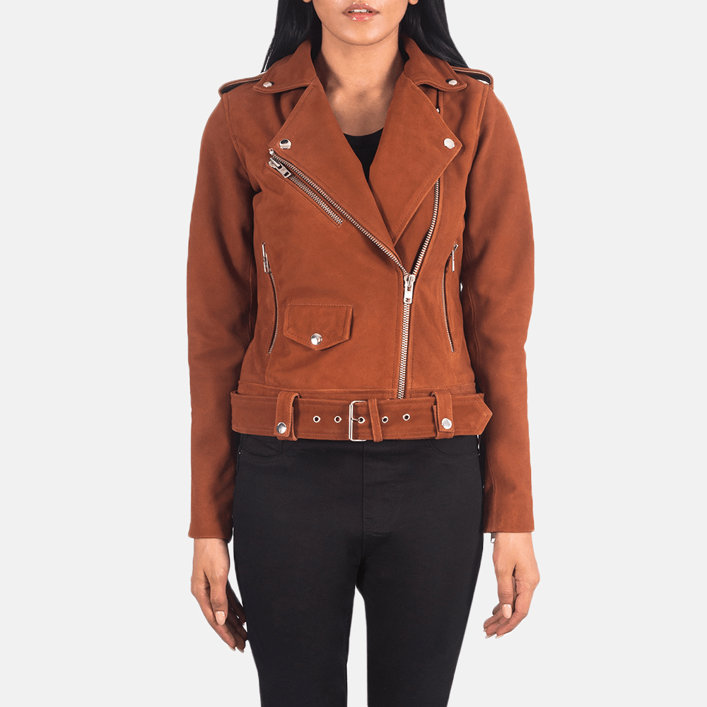 Best Alison Brown Suede Biker Jacket