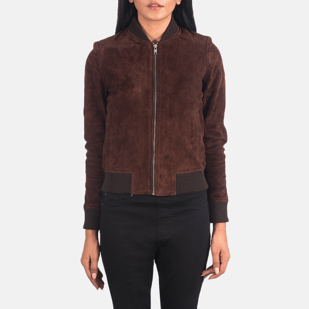 Best Bliss Brown Suede Bomber Jacket