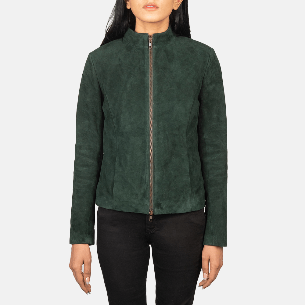 Best Rumella Green Suede Biker Jacket