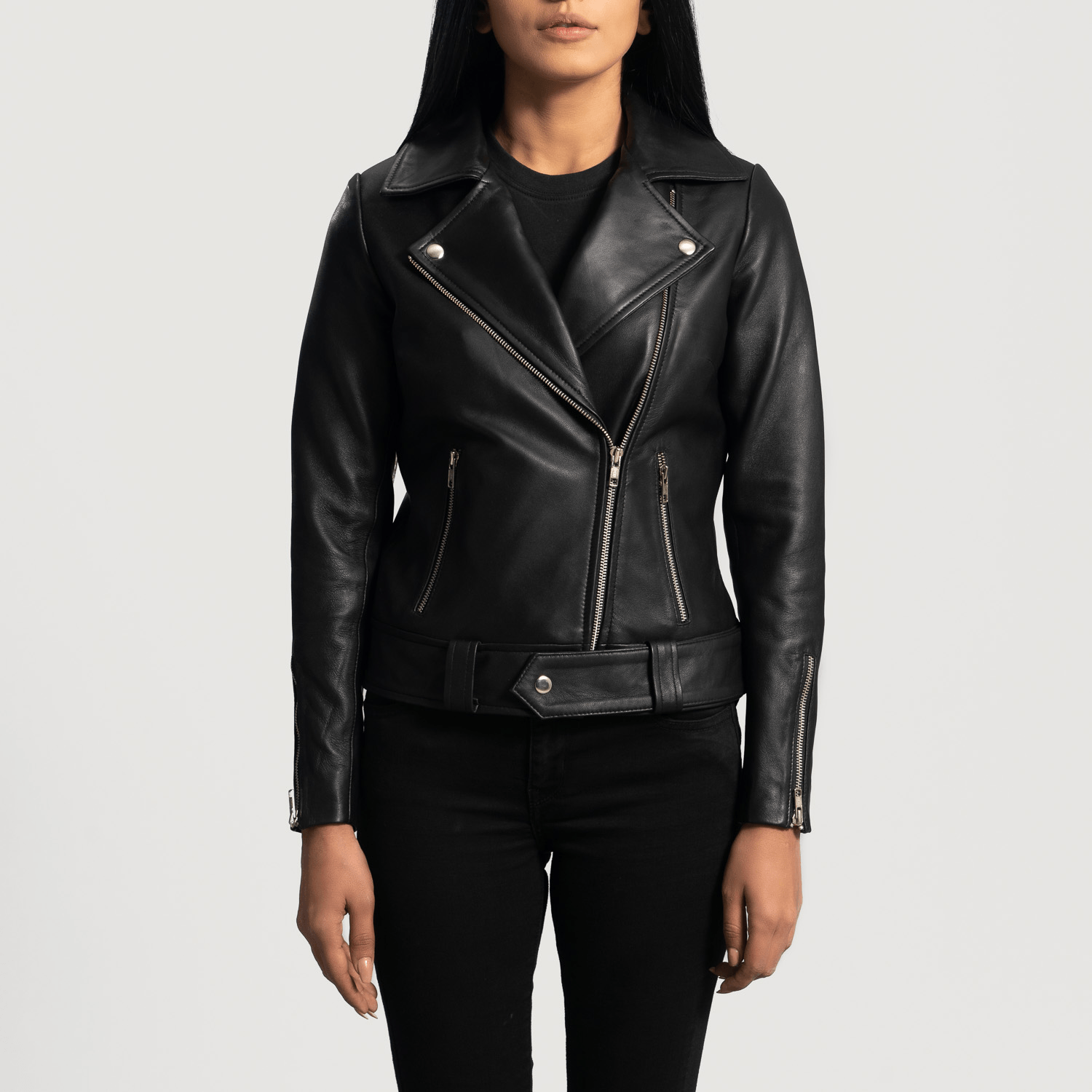 Best Rumy Black Leather Biker Jacket for Women