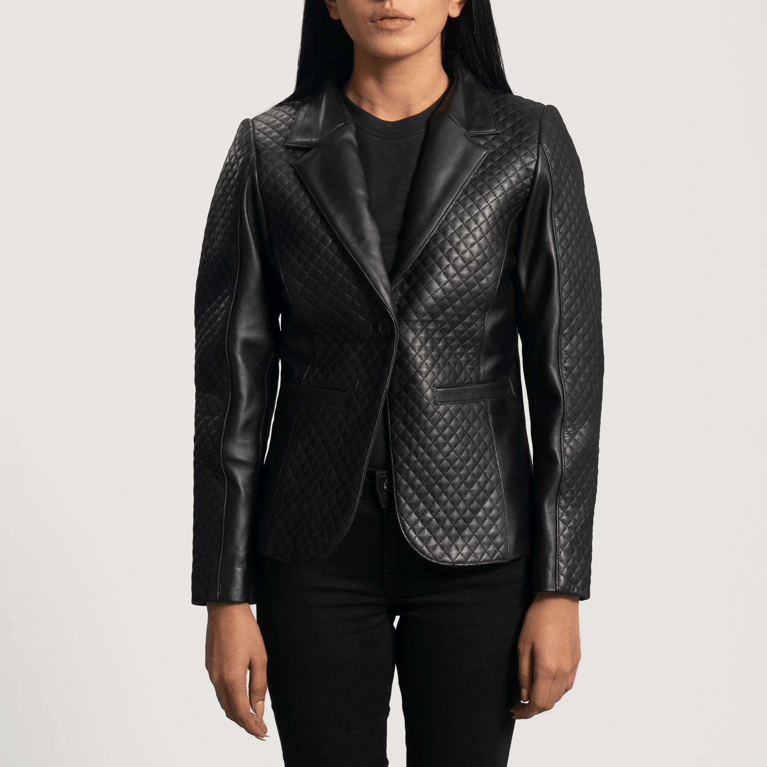 Best Cora Quilted Black Leather Blazer