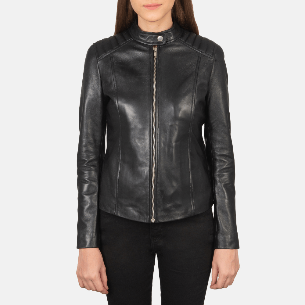 Best Kelsee Black Leather Biker Jacket for Women