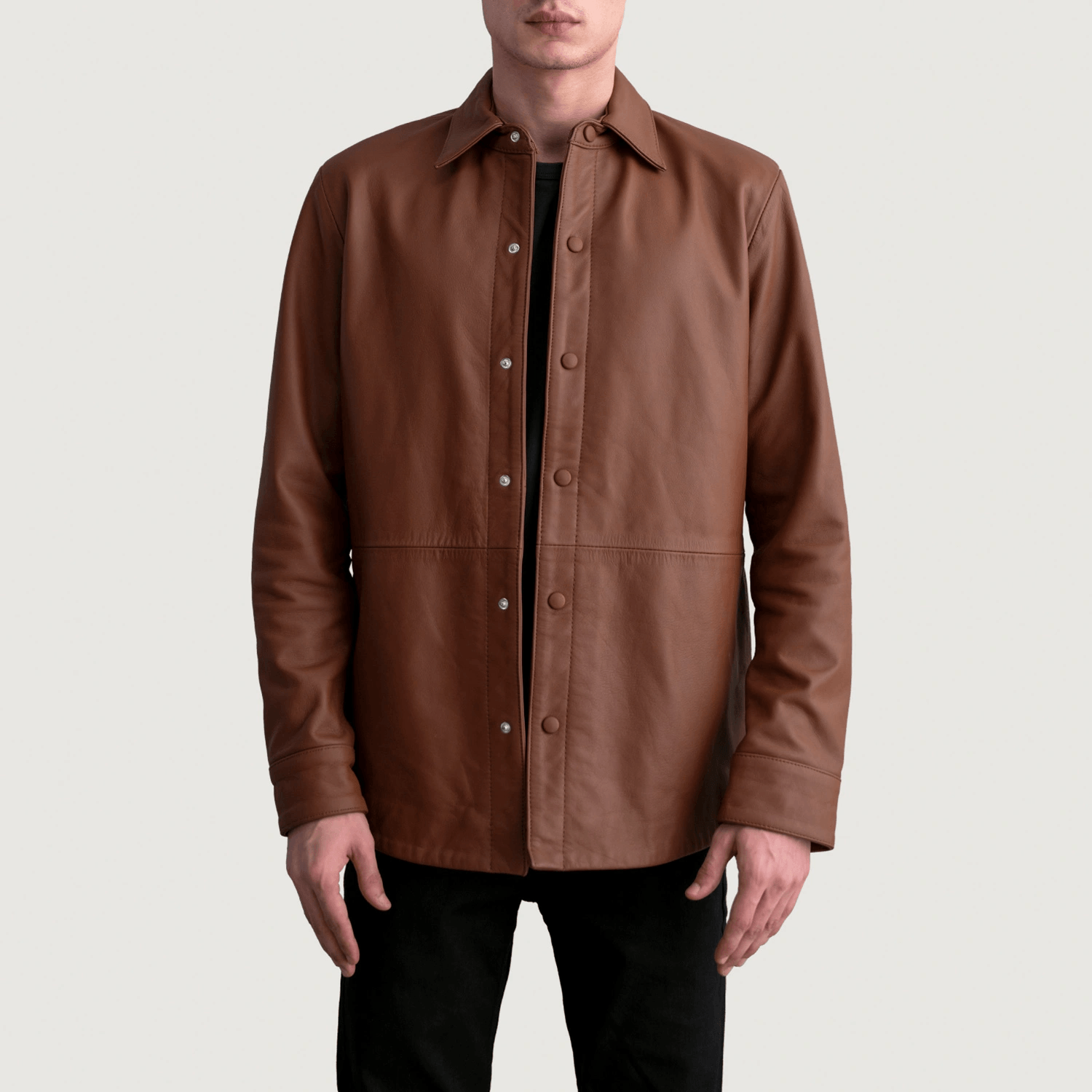 Haven Matte Brown Leather Best Shirt For Men