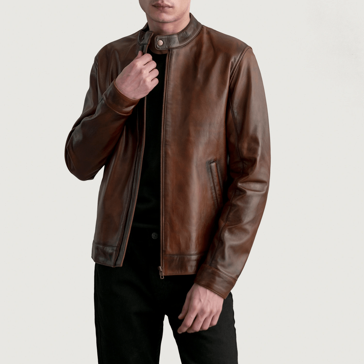 Zen Distressed Brown Leather Best Biker Jacket For Men