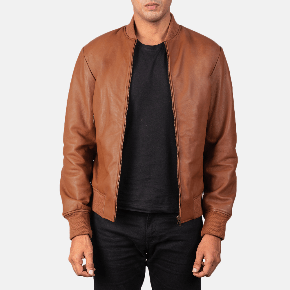 Best Men's Shane Brown Leather Bomber Jacket