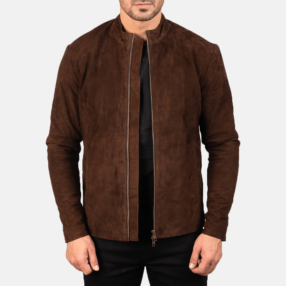 Best Men's Charcoal Mocha Suede Biker Jacket