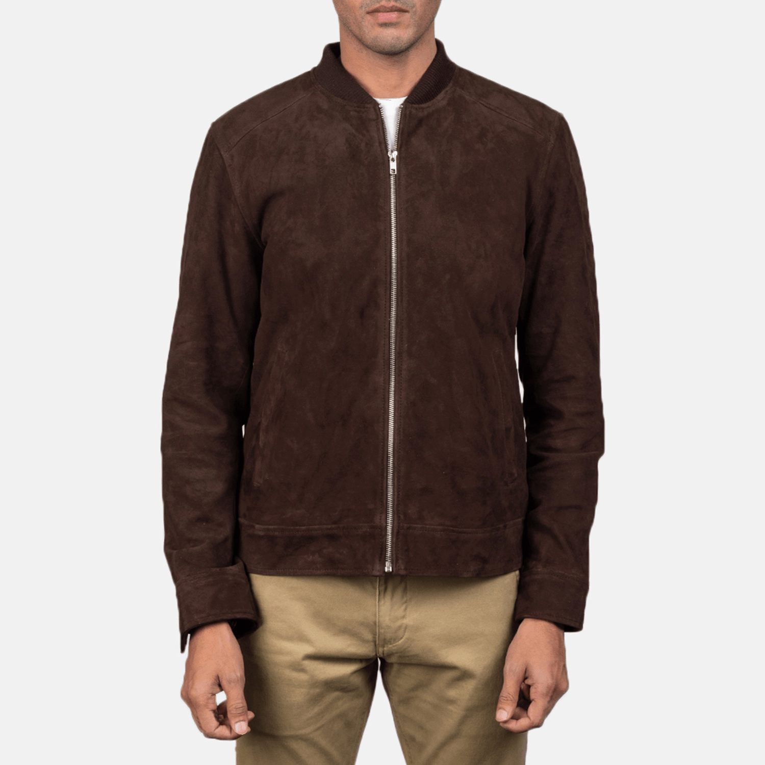 Blain Mocha Suede Bomber Jacket