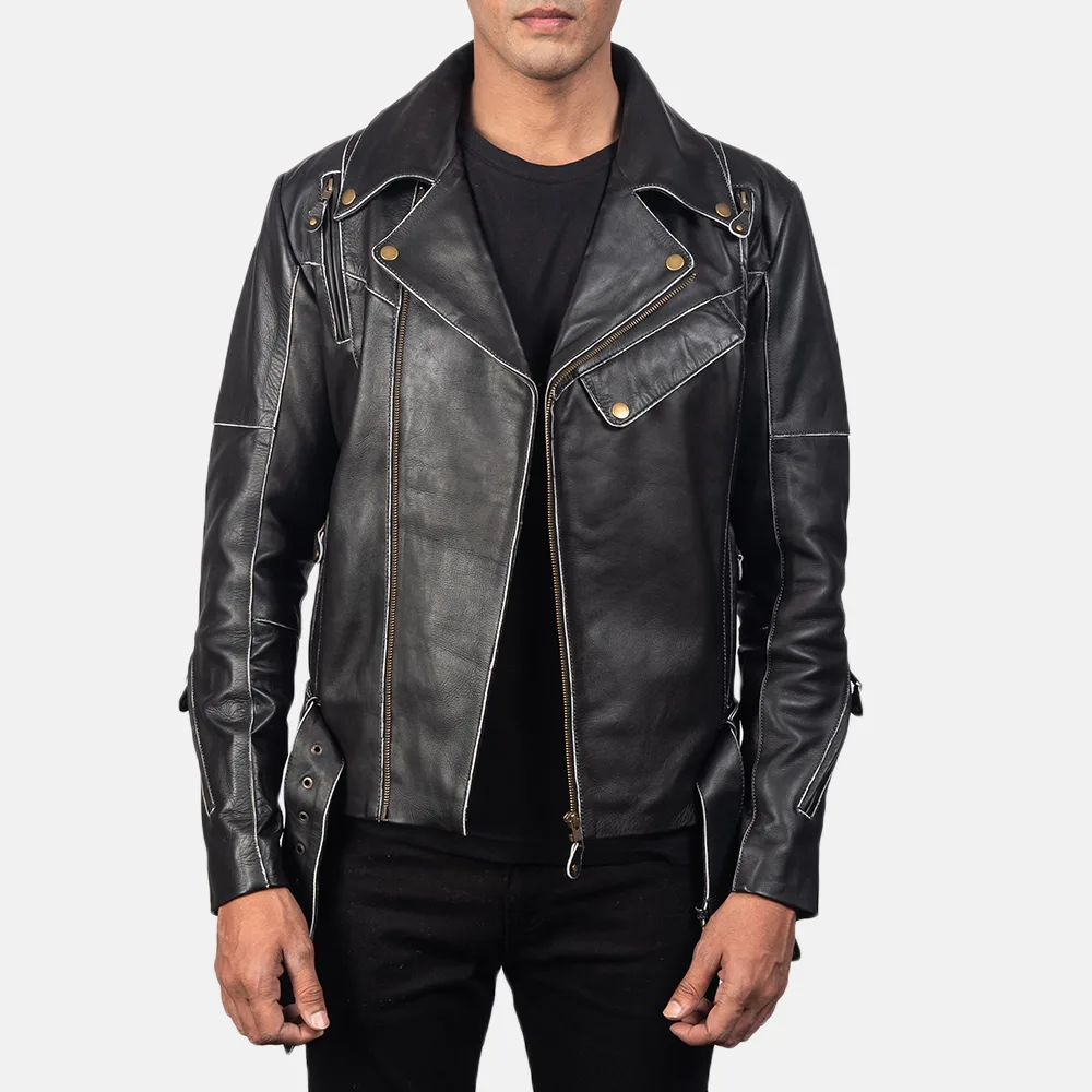 Vincent's Jet Black Best Leather Biker Jacket