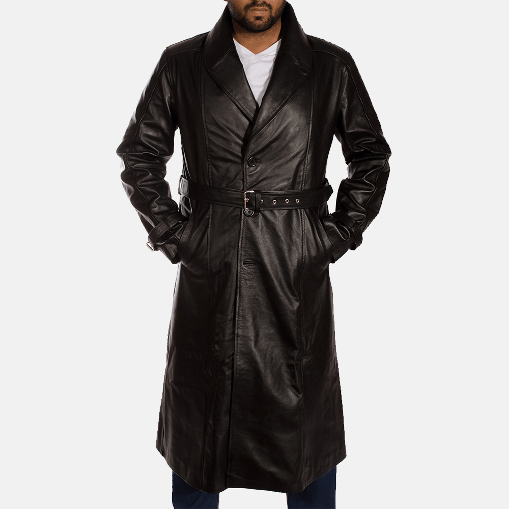 Hooligan Black-The Best Leather Trench Coat for a Bold Statement