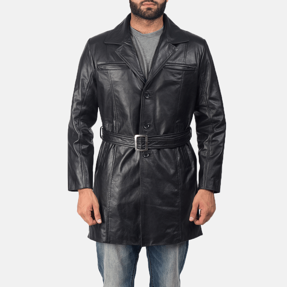 Stand Tall in Style with the Jordan Black Best Leather Trench Coat