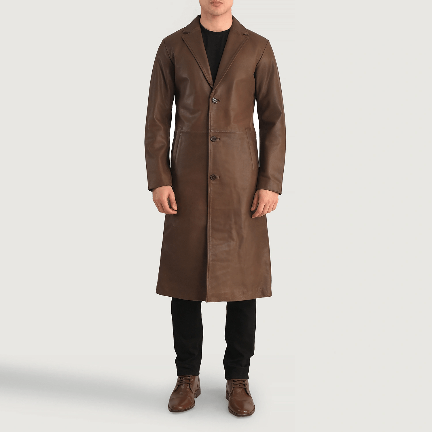 Mateo Brown Leather Coat—The Best in Single-Breasted Luxury