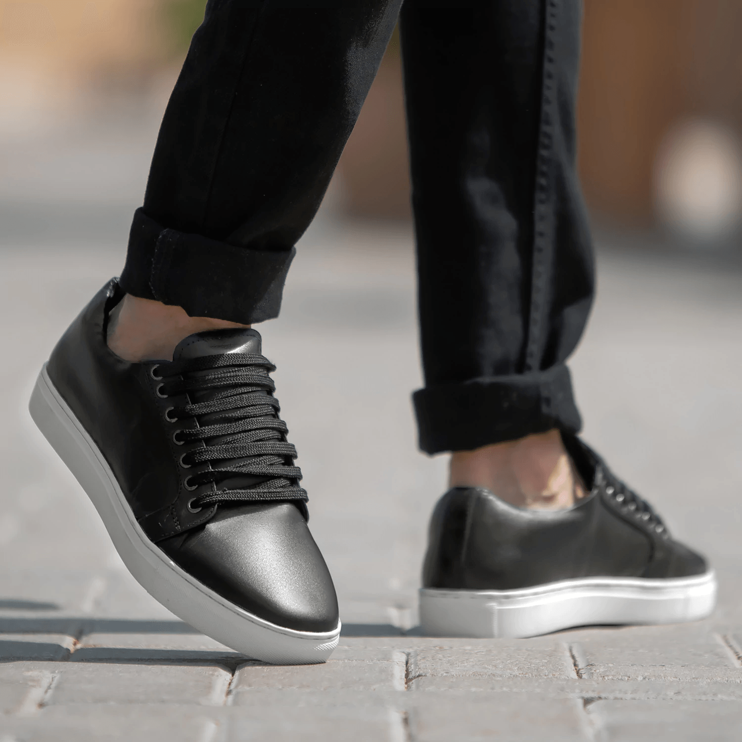 Murphy Low-Top Black Leather Sneakers