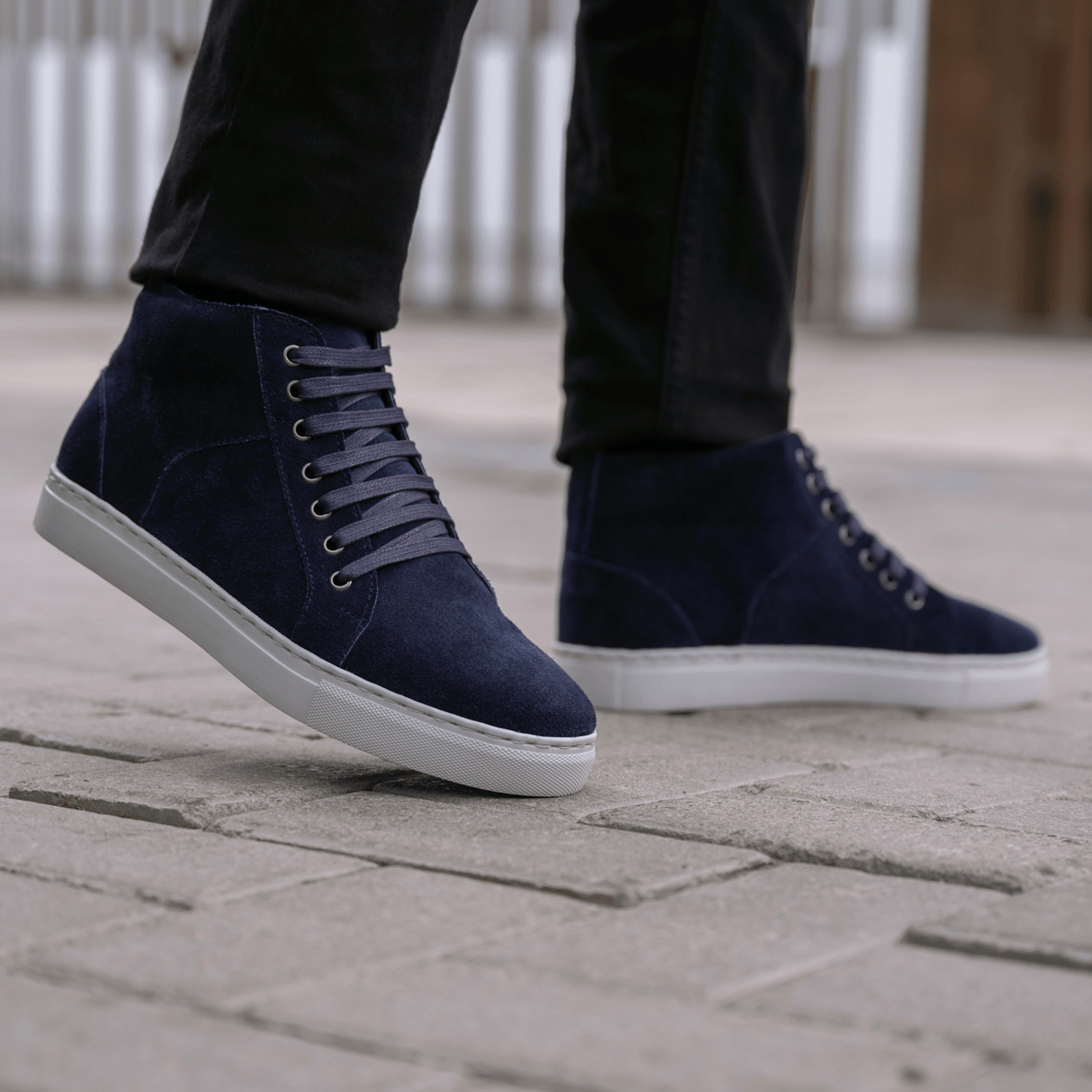 Marty High-Top Blue Suede Leather Sneakers