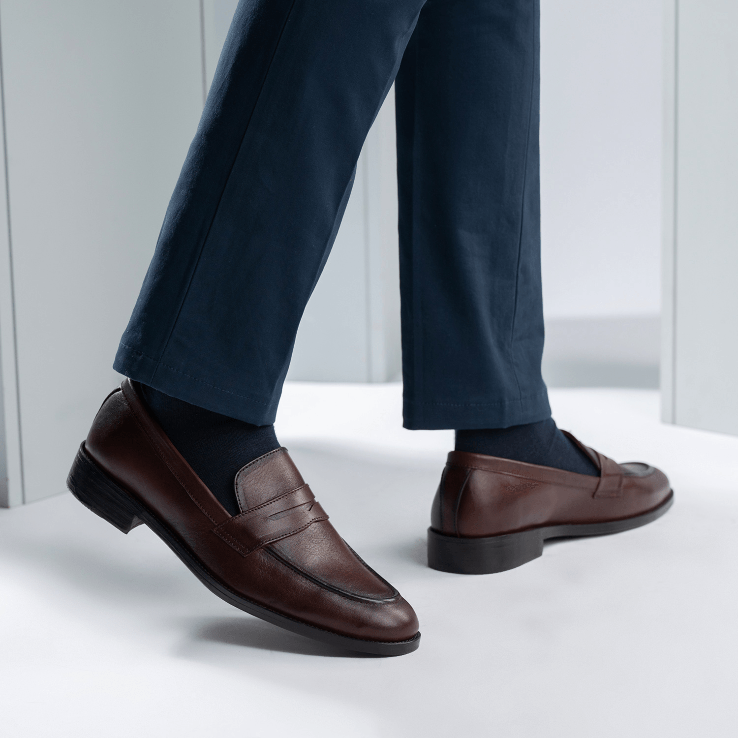 Baxton Burnished Brown Leather Loafers