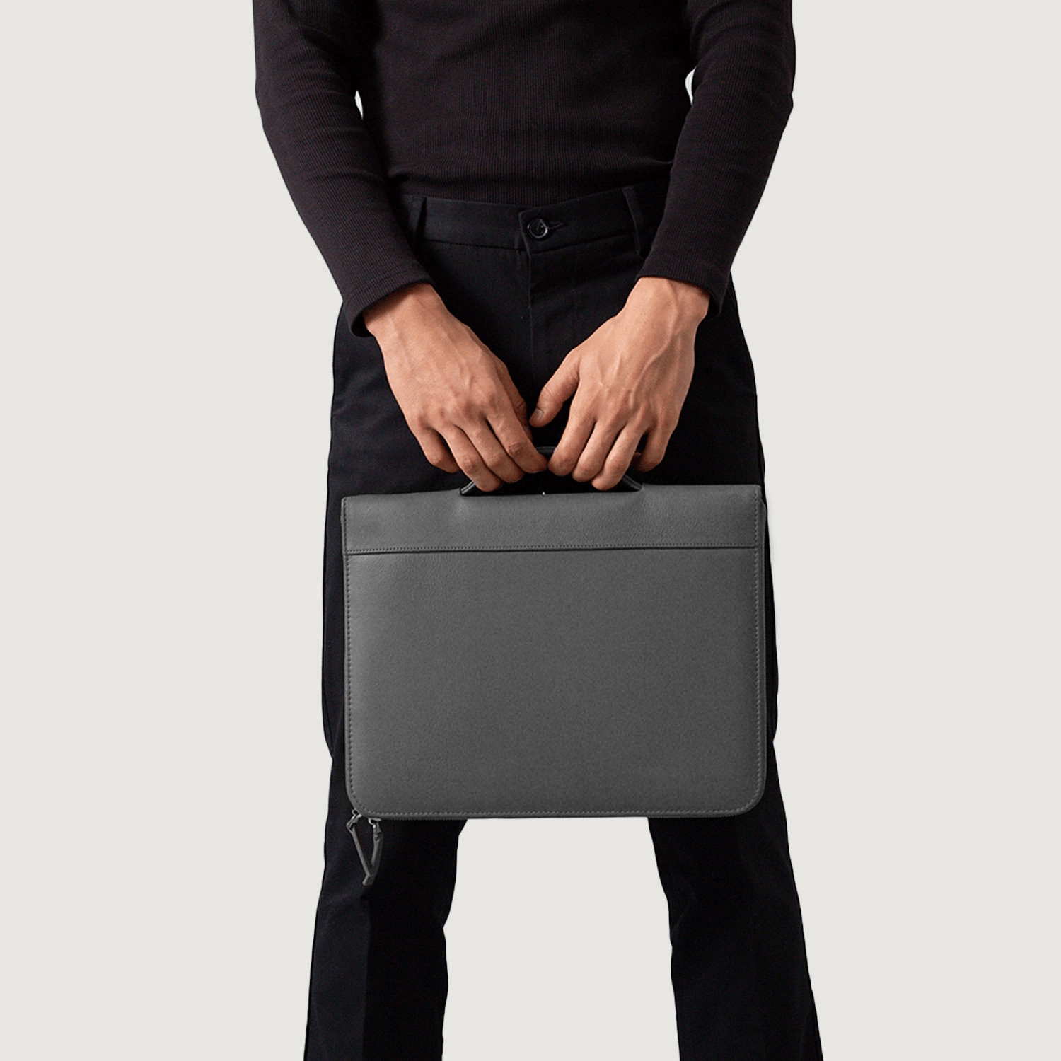 Eclectic Grey Leather Folio Organizer