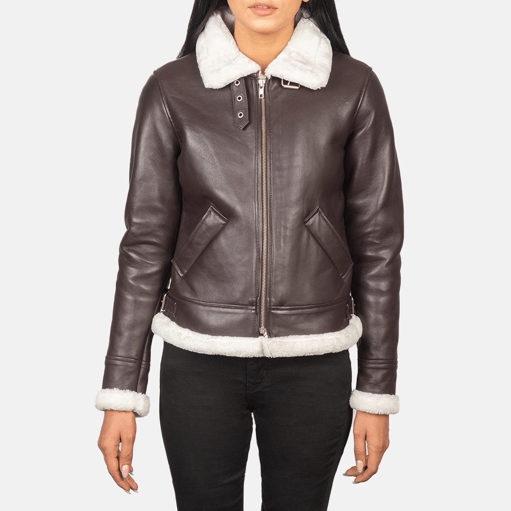 The Distressed — Sherilyn B-3 Best Aviator Leather Jacket For Women