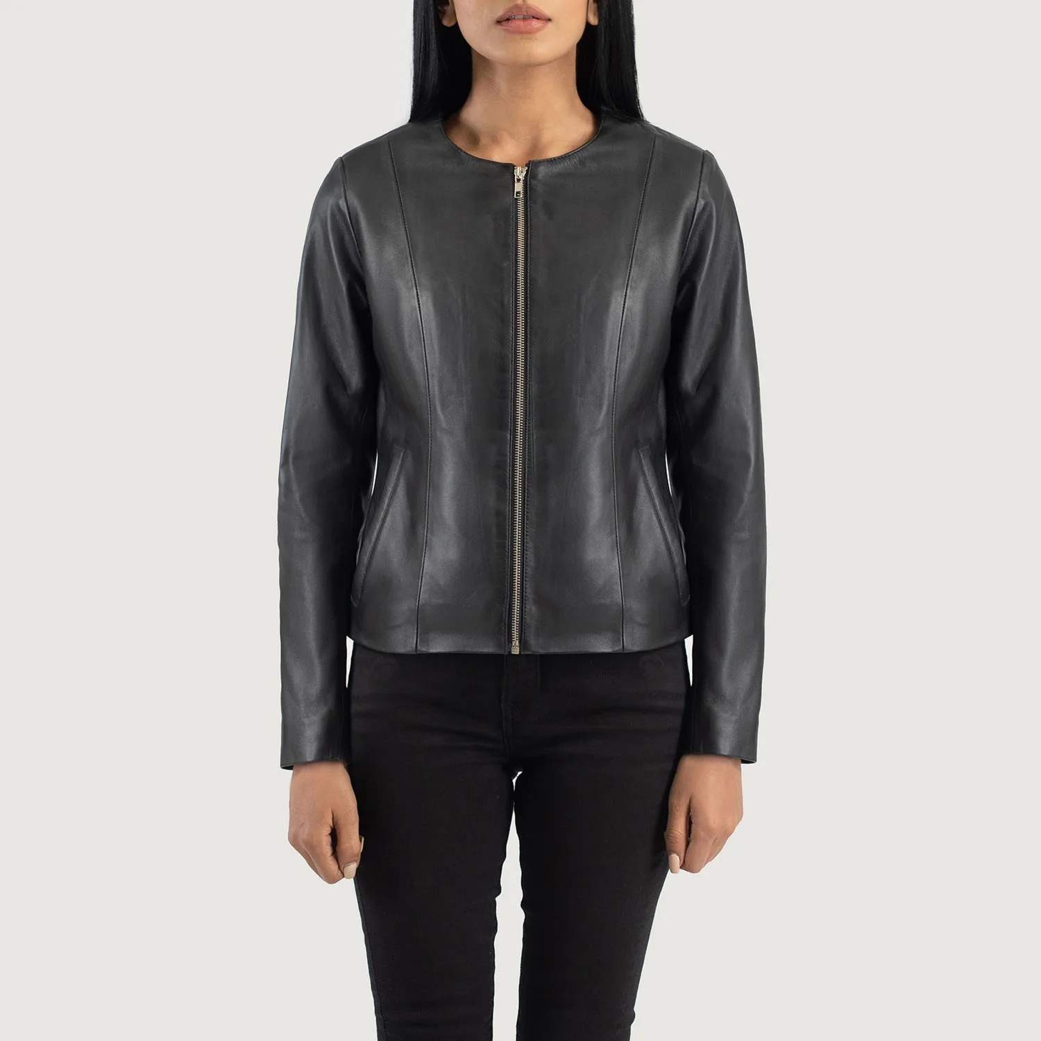 Elixir Black — Best Collarless Leather Jacket