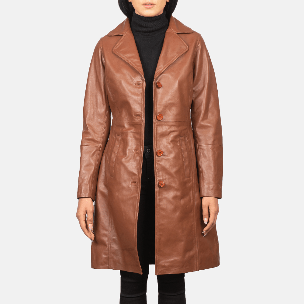 Alexis Brown Single-Breasted Leather Coat