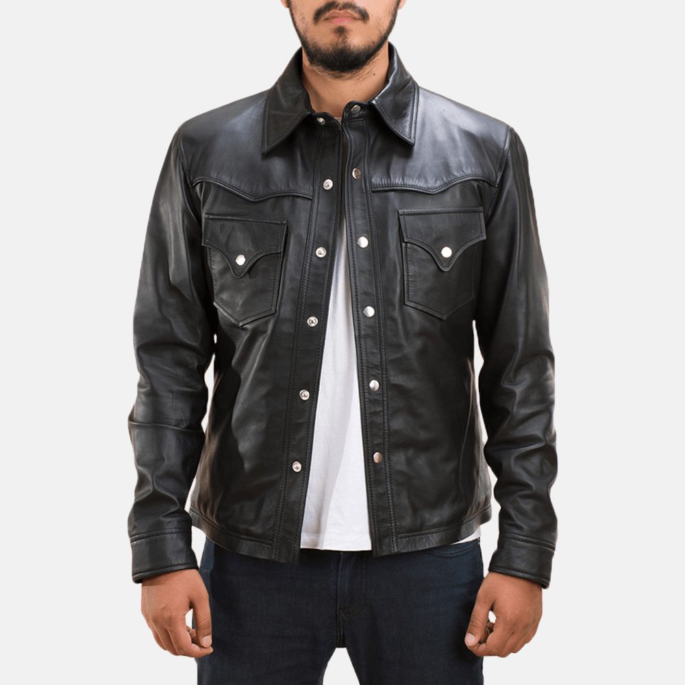 Ranchson Black Best Leather Shirt — Combination of Style and Comfort