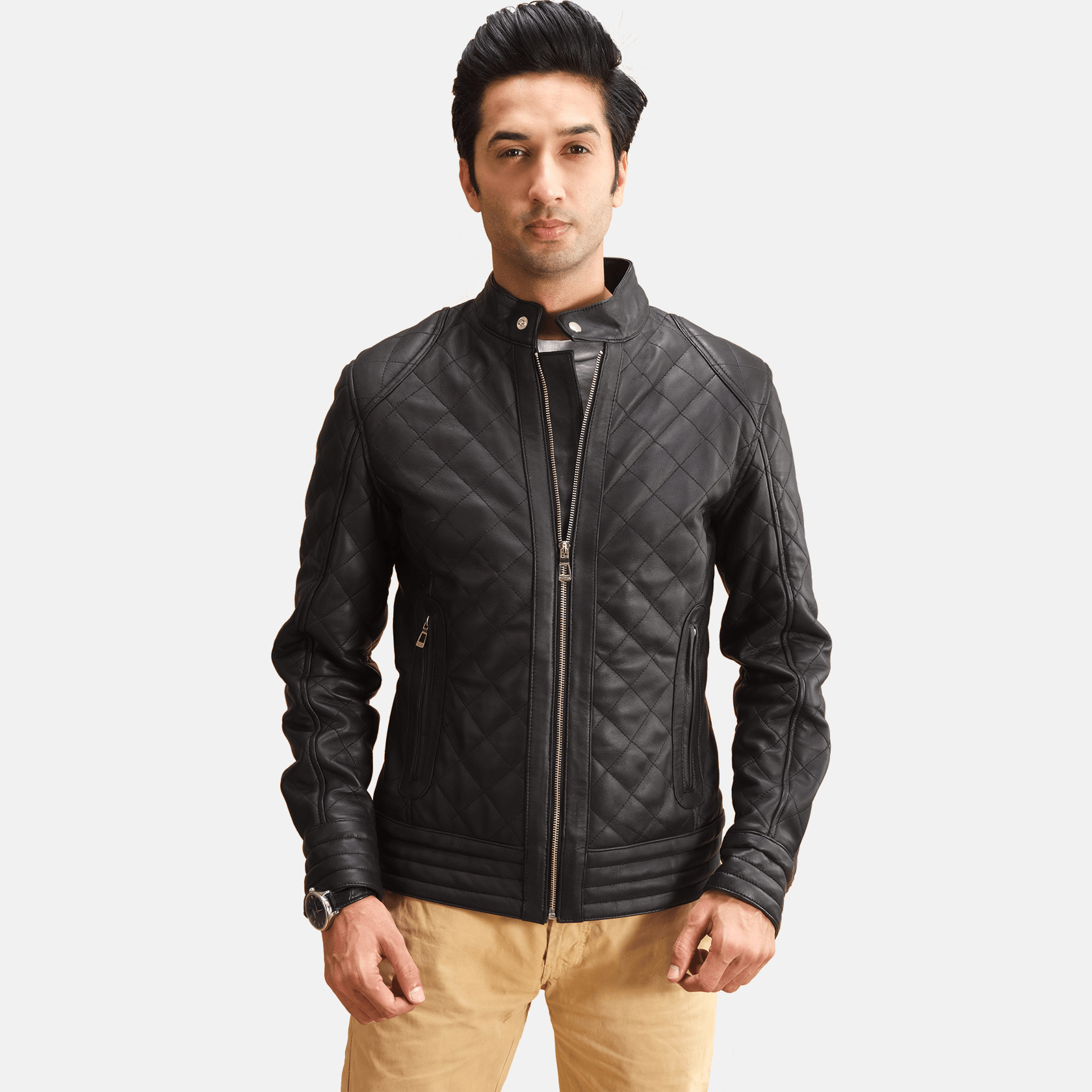 Henry Quilted Best Leather Jacket — Warmth in Black