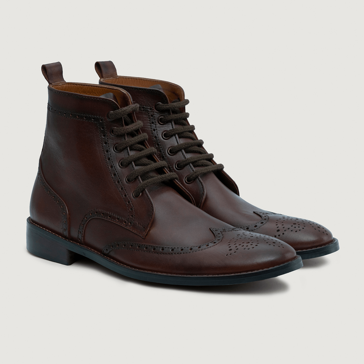 Duster Brogues Derby Brown Burnished Leather Boots StudGuard